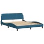 Letto con Materasso Blu 160x200 cm in Velluto