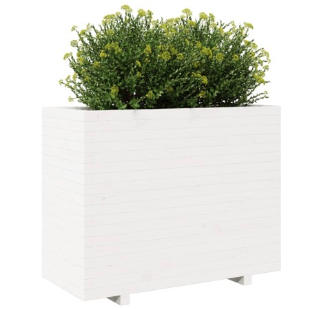 Fioriera da Giardino Bianca 90x40x72,5cm Legno Massello di Pino