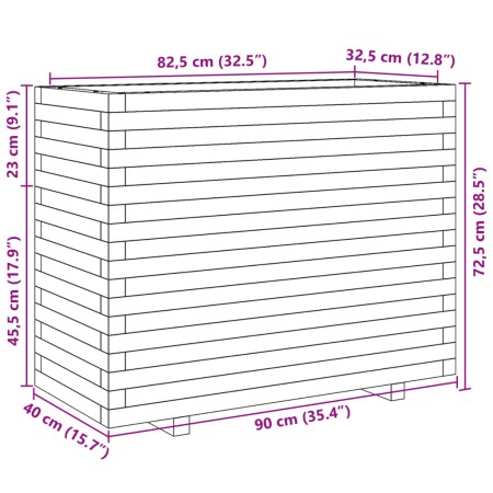 Fioriera da Giardino Bianca 90x40x72,5cm Legno Massello di Pino