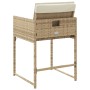 Sedie da Giardino con Cuscini 4 pz Beige in Polyrattan