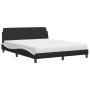 Letto con Materasso Nero e Bianco 160x200cm Similpelle