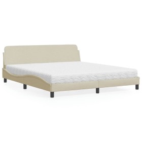 Letto con Materasso Crema 180x200 cm in Tessuto