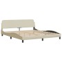 Letto con Materasso Crema 180x200 cm in Tessuto