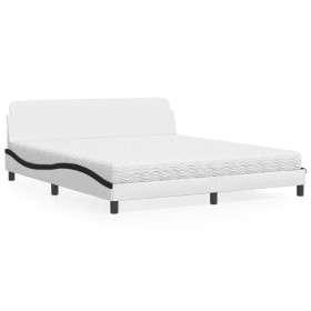 Letto con Materasso Bianco e Nero 180x200cm Similpelle