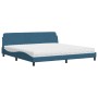 Letto con Materasso Blu 200x200 cm Velluto