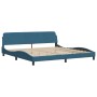 Letto con Materasso Blu 200x200 cm Velluto