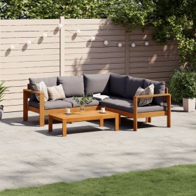 Set Divani da Giardino 4pz con Cuscini Legno Massello di Acacia