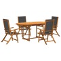 Set Pranzo da Giardino 5pz Legno Massello di Acacia e Textilene