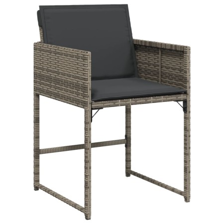 Set da Pranzo da Giardino 9 pz con Cuscini in Polyrattan Grigio