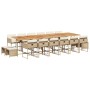 Set da Pranzo da Giardino 17 pz con Cuscini Beige in Polyrattan