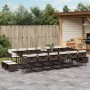 Set da Pranzo da Giardino 17 pz con Cuscini Marrone Polyrattan