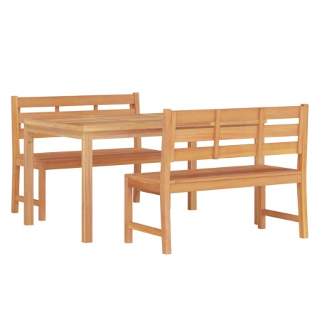 Set da Pranzo per Giardino 3 pz in Legno Massello di Teak