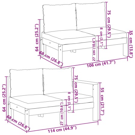 Set Divano da Giardino 5 pz con Cuscini Legno Massello Acacia