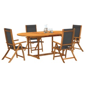 Set Pranzo da Giardino 5pz Legno Massello di Acacia e Textilene