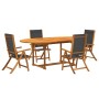 Set Pranzo da Giardino 5pz Legno Massello di Acacia e Textilene