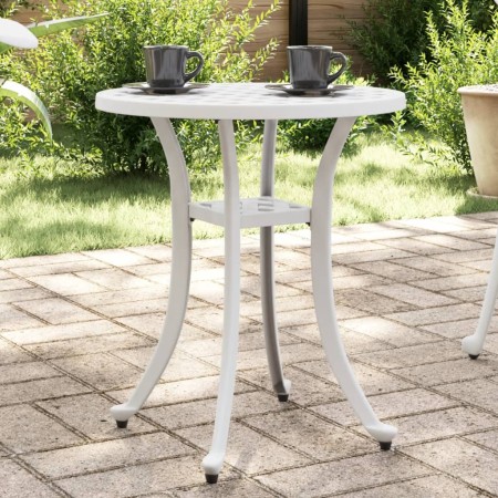 Tavolo da Giardino Bianco Ø48x53 cm in Alluminio Pressofuso