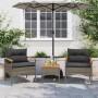 Set Divani da Giardino 3 pz con Cuscini Grigio in Polyrattan