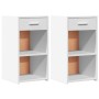 Comodini 2pz Bianchi 35x34x65 cm in Legno Multistrato