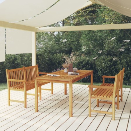 Set da Pranzo per Giardino 3 pz in Legno Massello di Teak