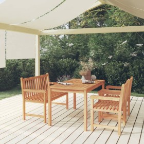 Set da Pranzo per Giardino 4 pz in Legno Massello di Teak