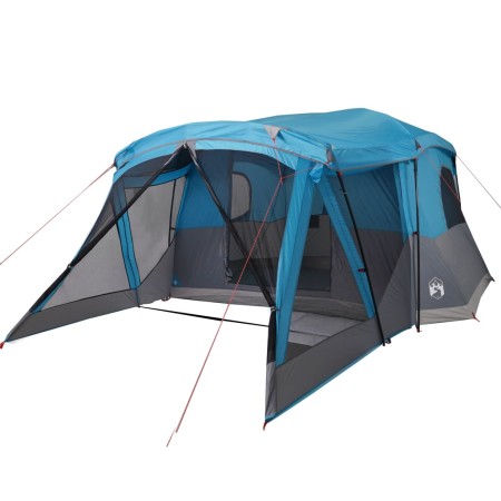 Tenda da Campeggio con Portico per 4 Persone Blu Impermeabile