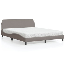 Letto con Materasso Tortora 160x200 cm in Tessuto