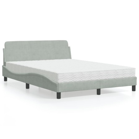 Letto con Materasso Grigio Chiaro 120x200 cm in Velluto