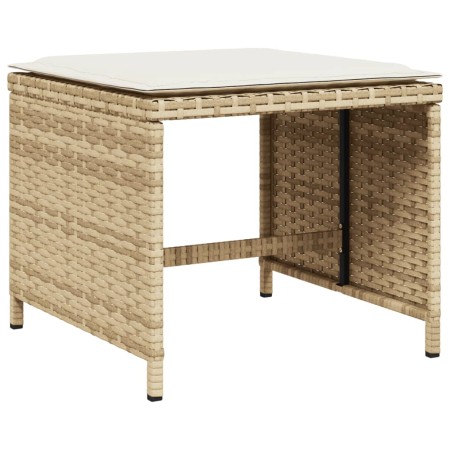 Sgabelli Giardino con Cuscini 4pz Beige 40x40x35 cm Polyrattan