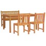 Set da Pranzo per Giardino 4 pz in Legno Massello di Teak