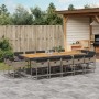 Set da Pranzo da Giardino 15 pz con Cuscini Grigio Polyrattan