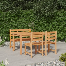 Set da Pranzo per Giardino 4 pz in Legno Massello di Teak