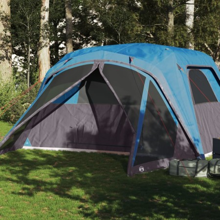 Tenda da Campeggio con Portico per 4 Persone Blu Impermeabile