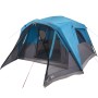 Tenda da Campeggio con Portico per 4 Persone Blu Impermeabile