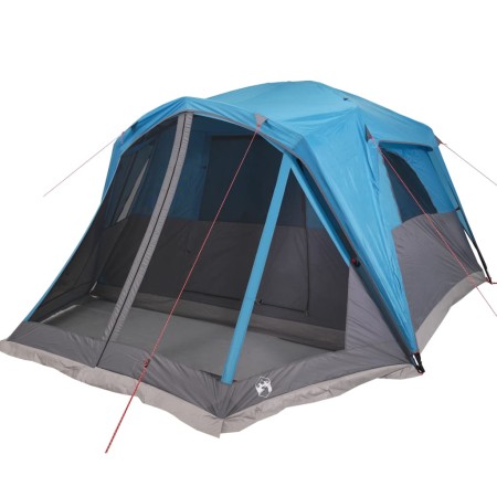 Tenda da Campeggio con Portico per 4 Persone Blu Impermeabile