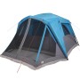 Tenda da Campeggio con Portico per 4 Persone Blu Impermeabile