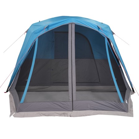 Tenda da Campeggio con Portico per 4 Persone Blu Impermeabile