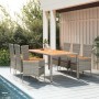 Set da Pranzo da Giardino 7 pz con Cuscini in Polyrattan Grigio