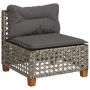 Set Divani da Giardino 4 pz con Cuscini in Polyrattan Grigio