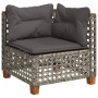 Set Divani da Giardino 4 pz con Cuscini in Polyrattan Grigio