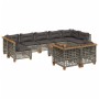 Set Divano da Giardino 10 pz con Cuscini Grigio in Polyrattan