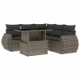 Set Divano da Giardino 6 pz con Cuscini Grigio in Polyrattan