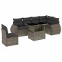 Set Divani da Giardino 7 pz con Cuscini Grigio in Polyrattan