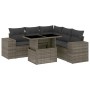 Set Divano da Giardino 6 pz con Cuscini Grigio in Polyrattan