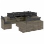 Set Divano da Giardino 9 pz con Cuscini Grigio in Polyrattan