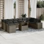 Set Divani da Giardino 11 pz con Cuscini in Polyrattan Grigio