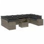 Set Divani da Giardino 11 pz con Cuscini in Polyrattan Grigio