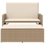 Panca da Giardino con Cuscini e Poggiapiedi Beige in Polyrattan