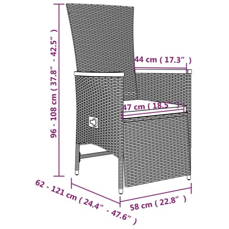 Set da Pranzo da Giardino 5 pz con Cuscini in Polyrattan Grigio