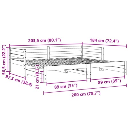 Divano Letto con Letto Estraibile Bianco 90x200cm Massello Pino