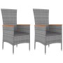 Set Mobili Giardino 3pz Grigio Polyrattan Legno Massello Acacia